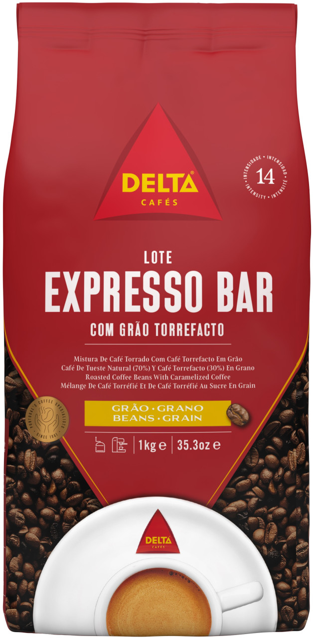 Röstkaffee mit glasierten Bohnen, ganze Bohne - Café Delta Expresso Bar 70/30 - Portugal